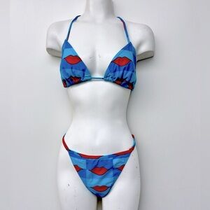 ROSA CHA | BRASIL Lip Blue Grid Biniki